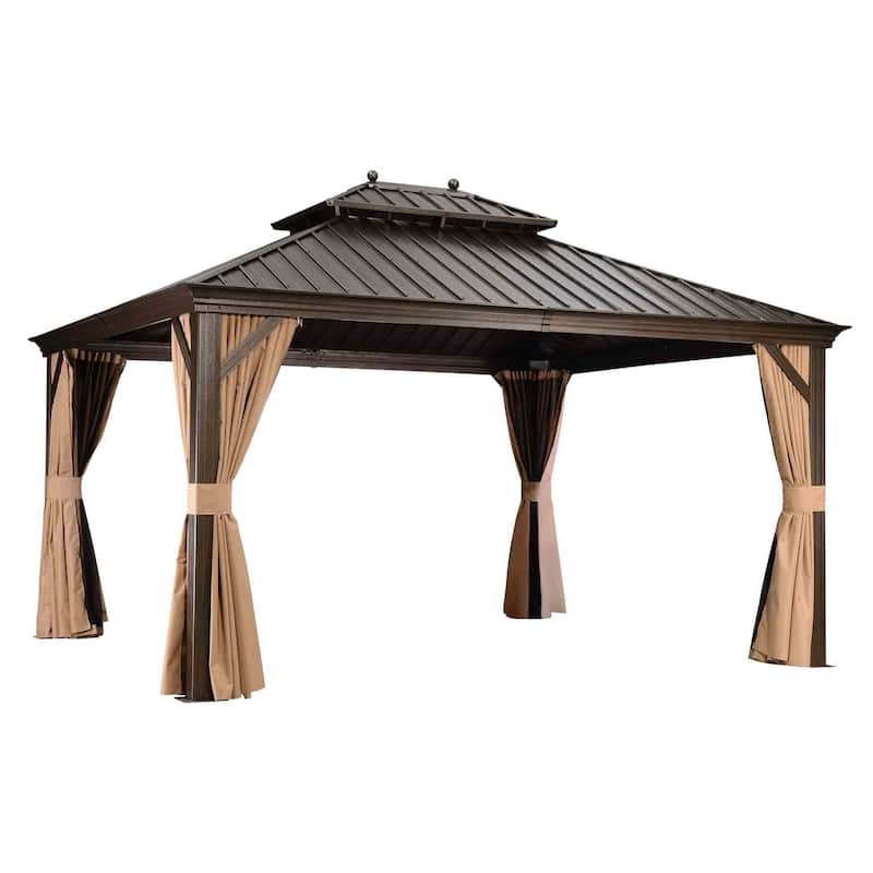 PURPLE LEAF Outdoor Gazebo Aluminum Frame Galvanized Steel Hardtop