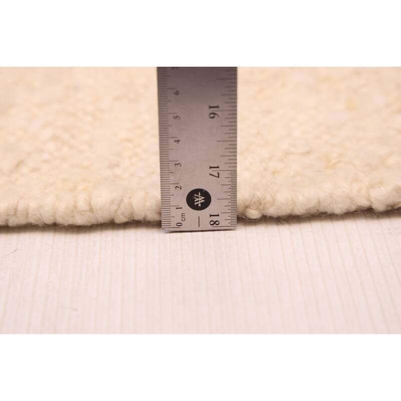 ECARPETGALLERY Flat-Weave Marrakech Cream Wool Kilim - 5'2 x 7'8