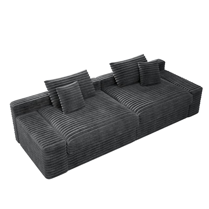 Cloud Boneless Sectional Couch, Modular Deep Seat Sofa, Upholstered Loveseat Corduroy Foam Sofa Couches for Living Room