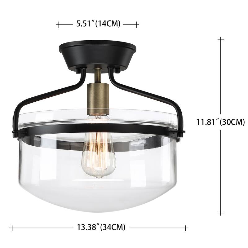 Hukoro 1-Light 11.81-in Incandescent Semi-Flush Mount Light
