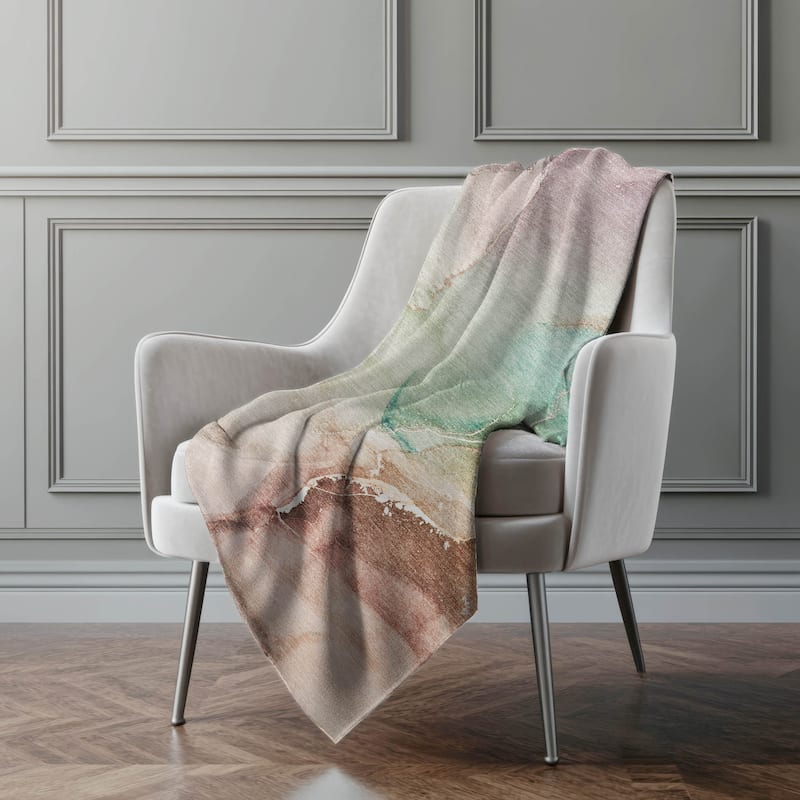 Premium Machine Washable Abstract Contemporary Sherpa Throw Blanket - Teal - 4'2" x 5'10"