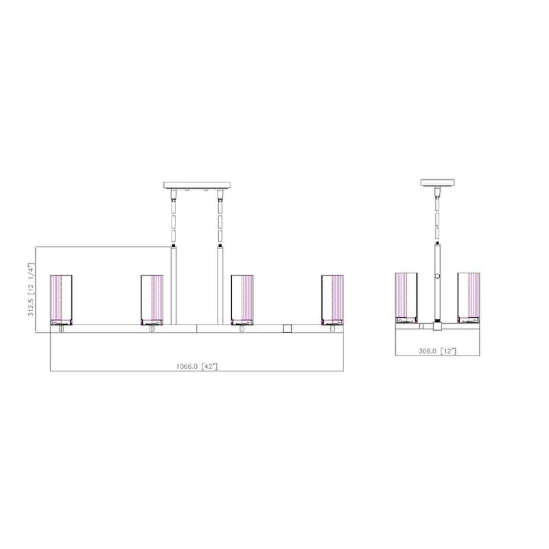 Danica 8 Light Linear Chandelier in Matte Black