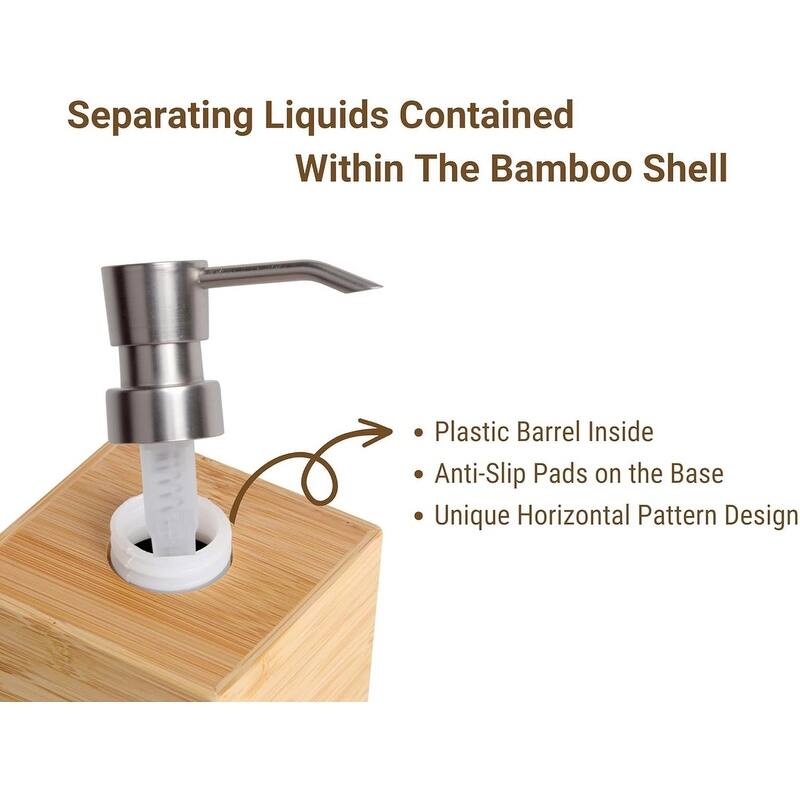 Home Bamboo Bathroom Accessories Set - Brown/Stainless Steel