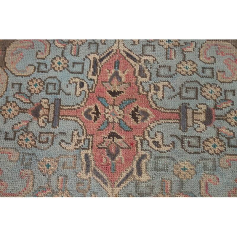 Pink Medallion Tabriz Persian Area Rug Hand-Knotted Wool Carpet - 9'0"x 12'7"