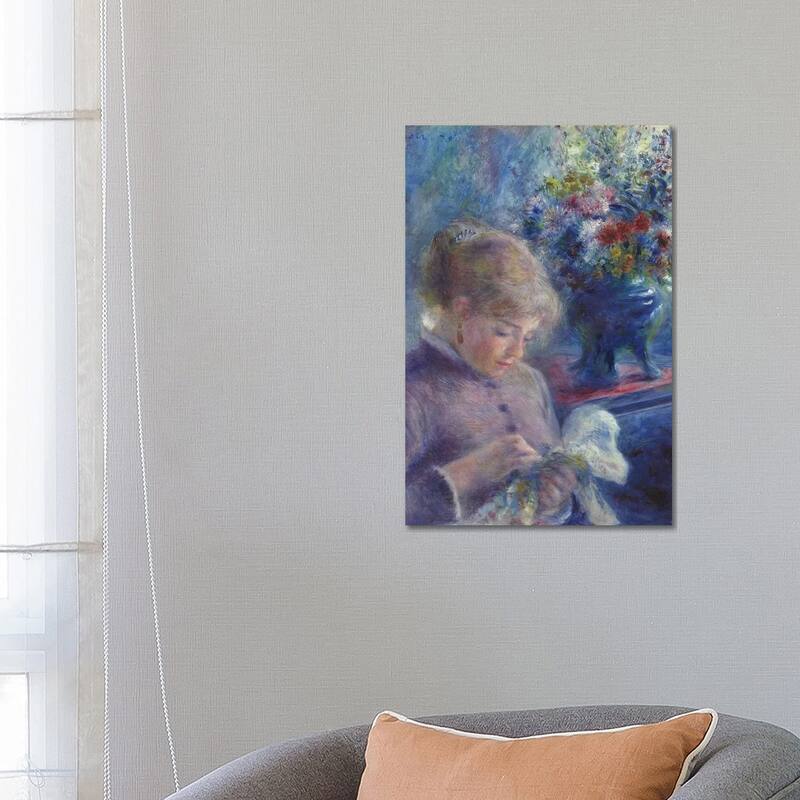 iCanvas "Young Woman Sewing, 1879" by Pierre-Auguste Renoir Canvas Print - 26x18x1.5