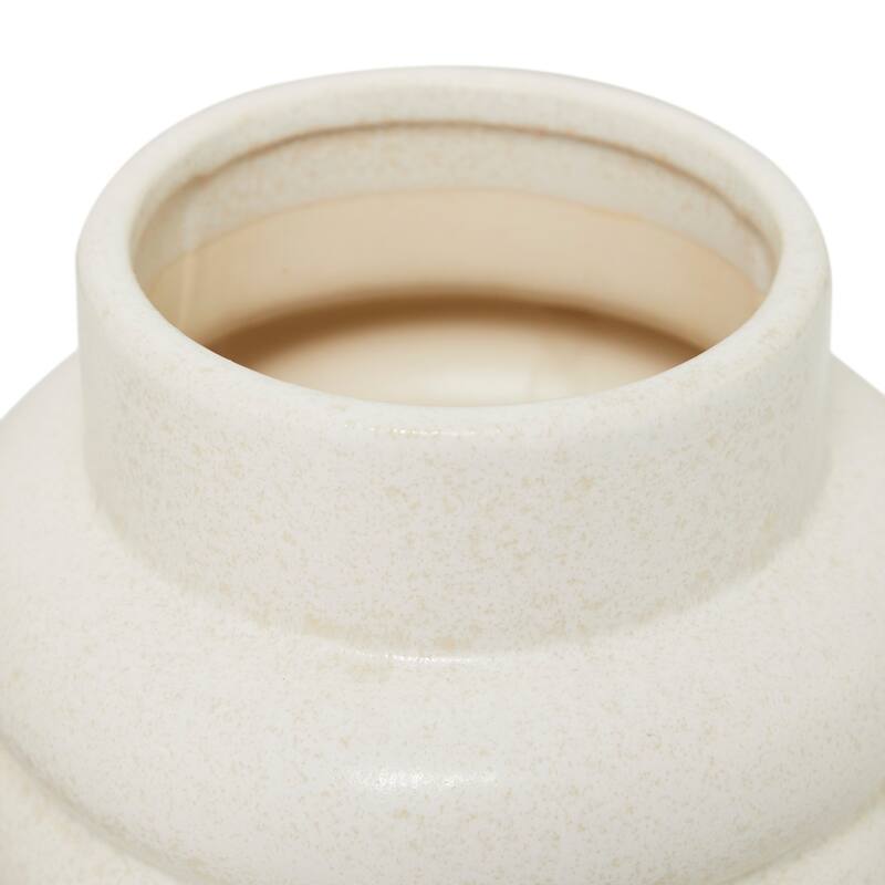 CosmoLiving by Cosmopolitan Ceramic Vases with Eye-Catching Ring Ribbing (Set of 2) - Yellow, White, Dark Blue