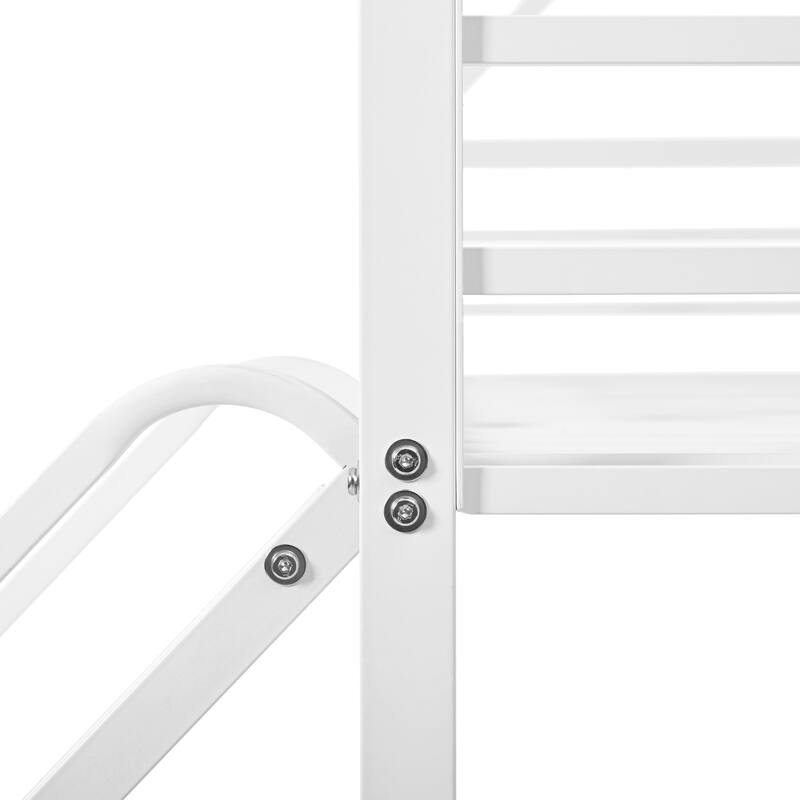 Metal Twin Over Twin Bunk Bed with Ladder and Slider, Sturdy and Safe Design