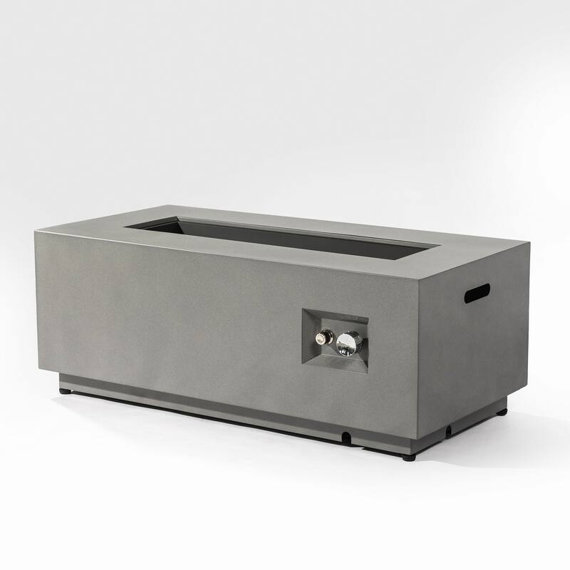 GDFStudio - Mason Combo Outdoor Rectangular Propane Fire Table with Wind Guard and External Tank Holder