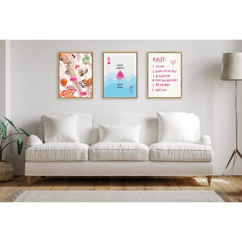 Kate and Laurel Sylvie Half Full Framed Canvas by Honey Island Studio