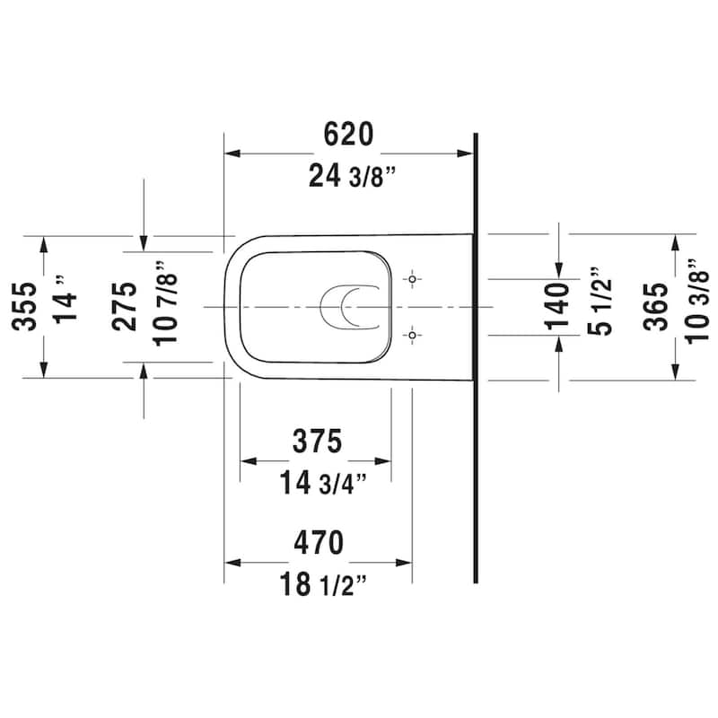Duravit Happy D.2 0.8/1.6 GPF Dual Flush Wall Mounted One Piece