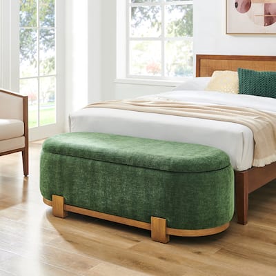 NPD Furniture Ayleen Chenille Storage Bench