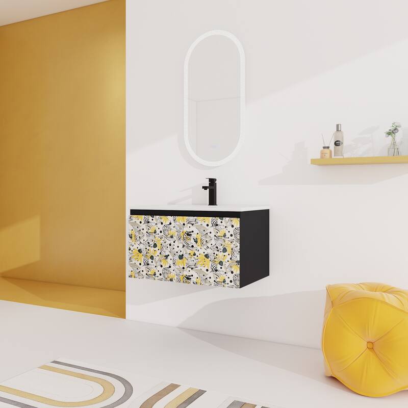 30"Floating Wall-Mounted Bathroom Vanity With Ceramics Sink & Soft-Close Cabinet Door