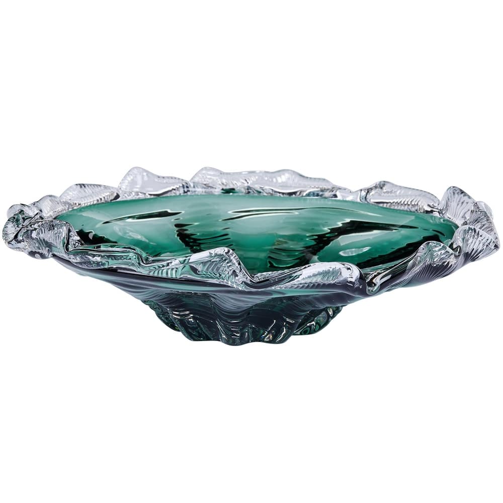 Cascade Petal Platter Scalloped Edge Glass Decorative Bowl for Home