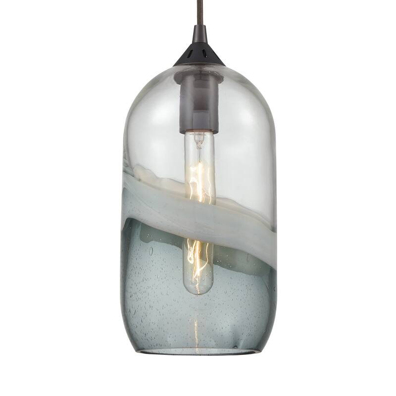 Elk Home Sutter Creek Oiled Bronze With Swirl Glass 1 Light Pendant