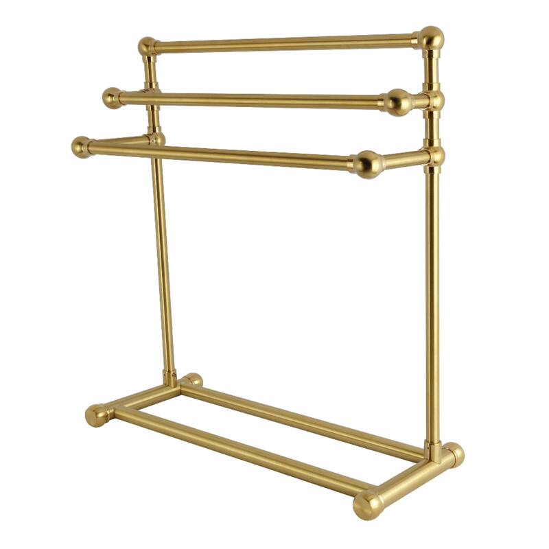 Kingston Brass Maximilien 28" Freestanding Pedestal 3-Tier Towel Rack - Brushed Brass