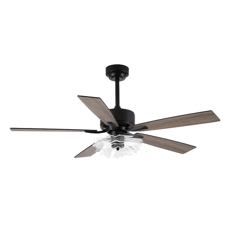 52-inch Industrial Acrylic Matte Black DC Ceiling Fan with Light and Remote