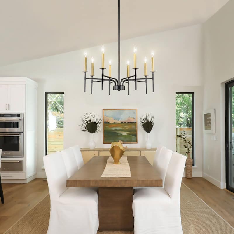 Starsky 8-Light 27'' Traditional Classic Candle Farmhouse Chandelier