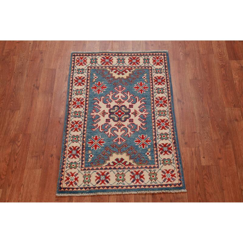 Blue Kazak Oriental Accent Foyer Rug Handmade Wool Carpet - 2'0"x 3'0"