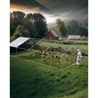 Large Metal Chicken Coop, Chicken Run for 40 Chickens