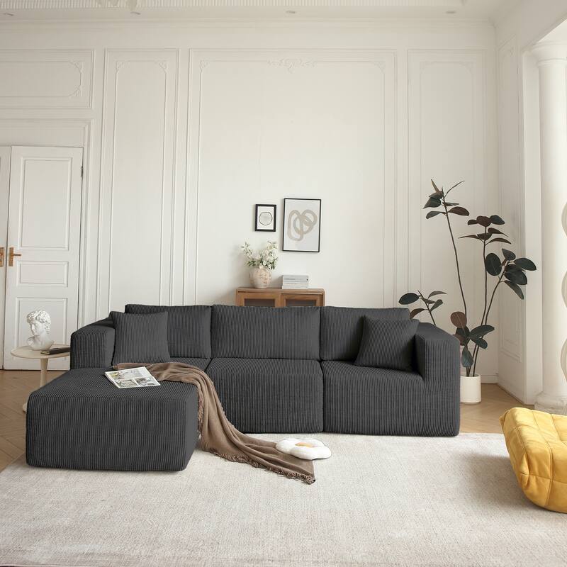 Modern L Shape Sectional Sofa with Reversible Chaise Cushions for Living Room and Guest Room Left , No Assembly - Grey
