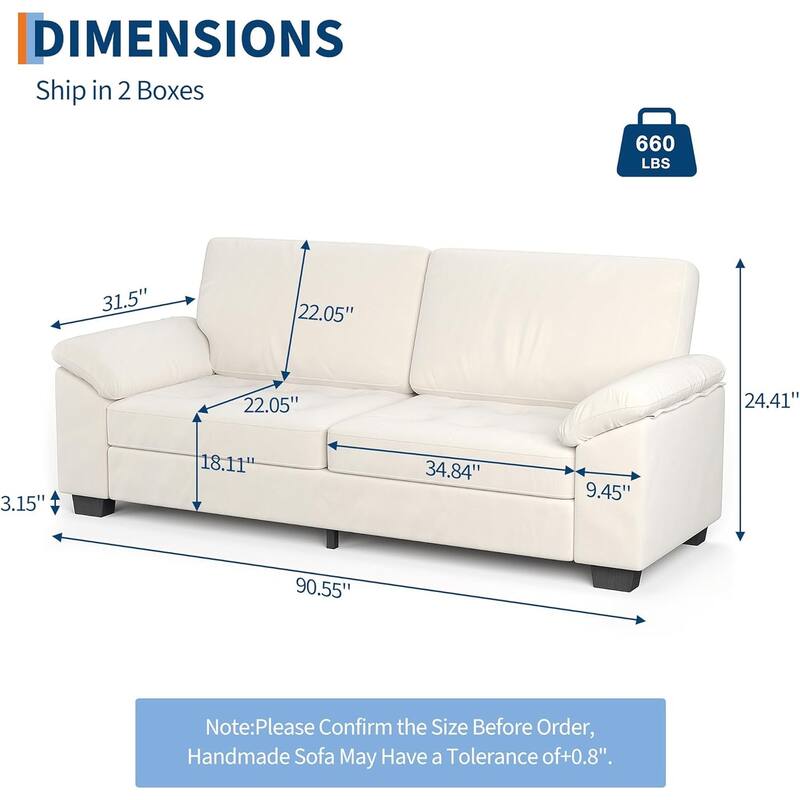 Velvet Upholstered Loveseat with Soft Spacious Armrests, Washable Cushion Covers