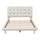 preview thumbnail 17 of 20, Gray Marshmallow Shaped Button-Tufted Headboard LED Platform Bed