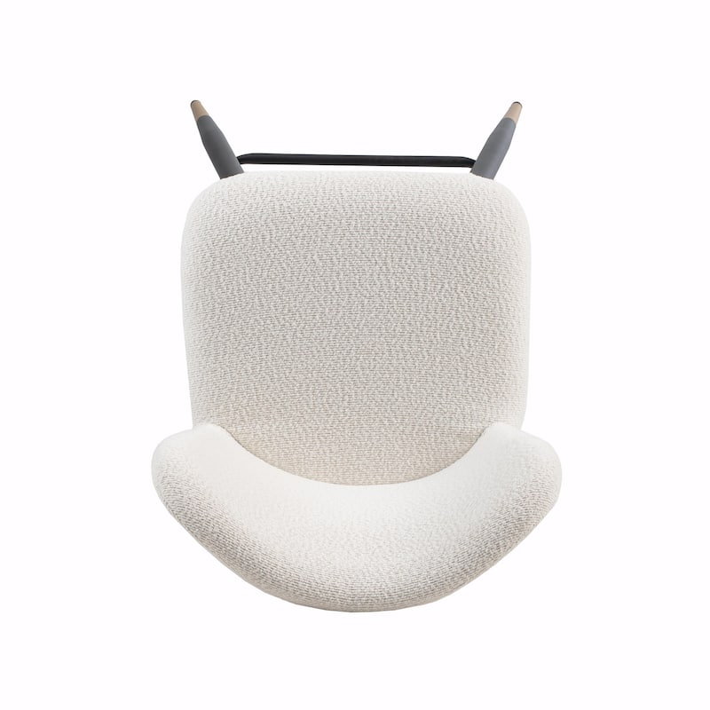 Modern Barstool with White Seat, Black Metal Legs & Gold-Tipped Ends