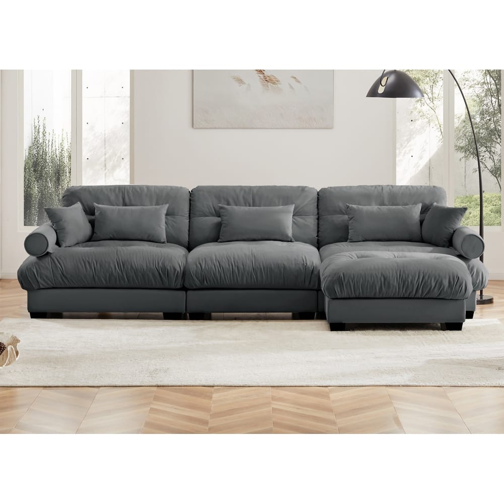 Comfort Convertible Modular Velvet Sectional Sofa Cloud Couch for Living Room