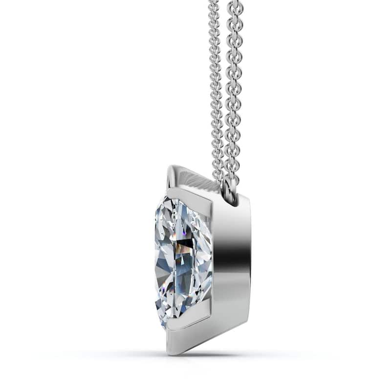 Bliss Diamond 2Ct Cushion and Oval Toi et Moi Diamond Pendant Gold or Pt Lab Grown