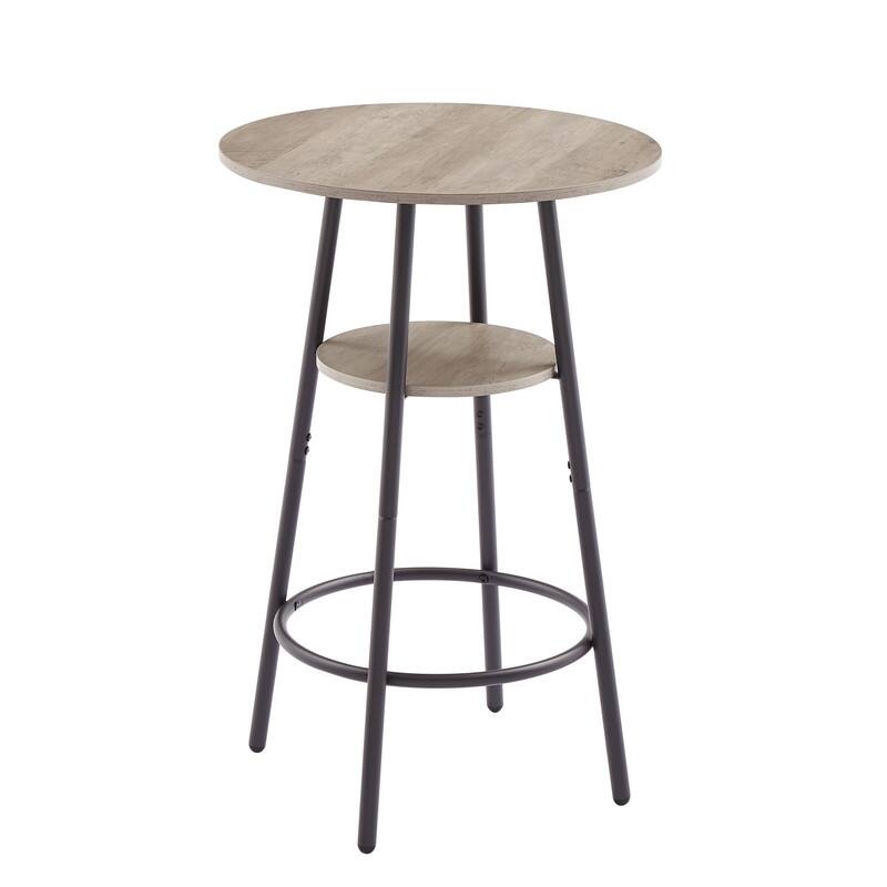 Round Bar Stool Set with Storage Shelf and Backrest - 35.43" Counter Height Stools