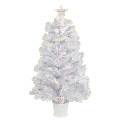 3' Pre-Lit White Fiber Optic Artificial Christmas Tree