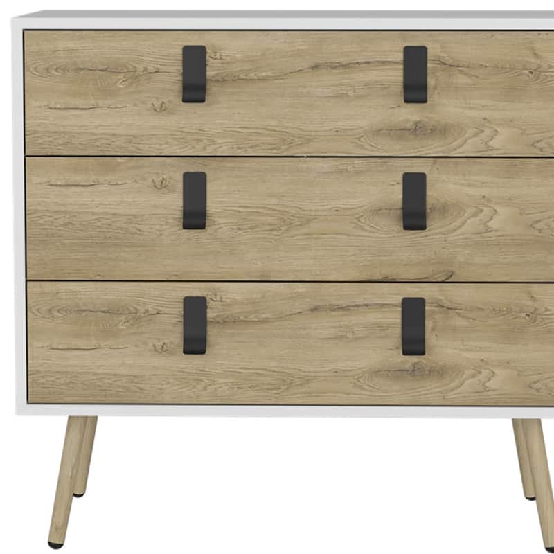 Modern Bedroom Dresser 3 Drawer Wood Chest with Metal Handles and Smooth Metal Slides for Bedroom or Office