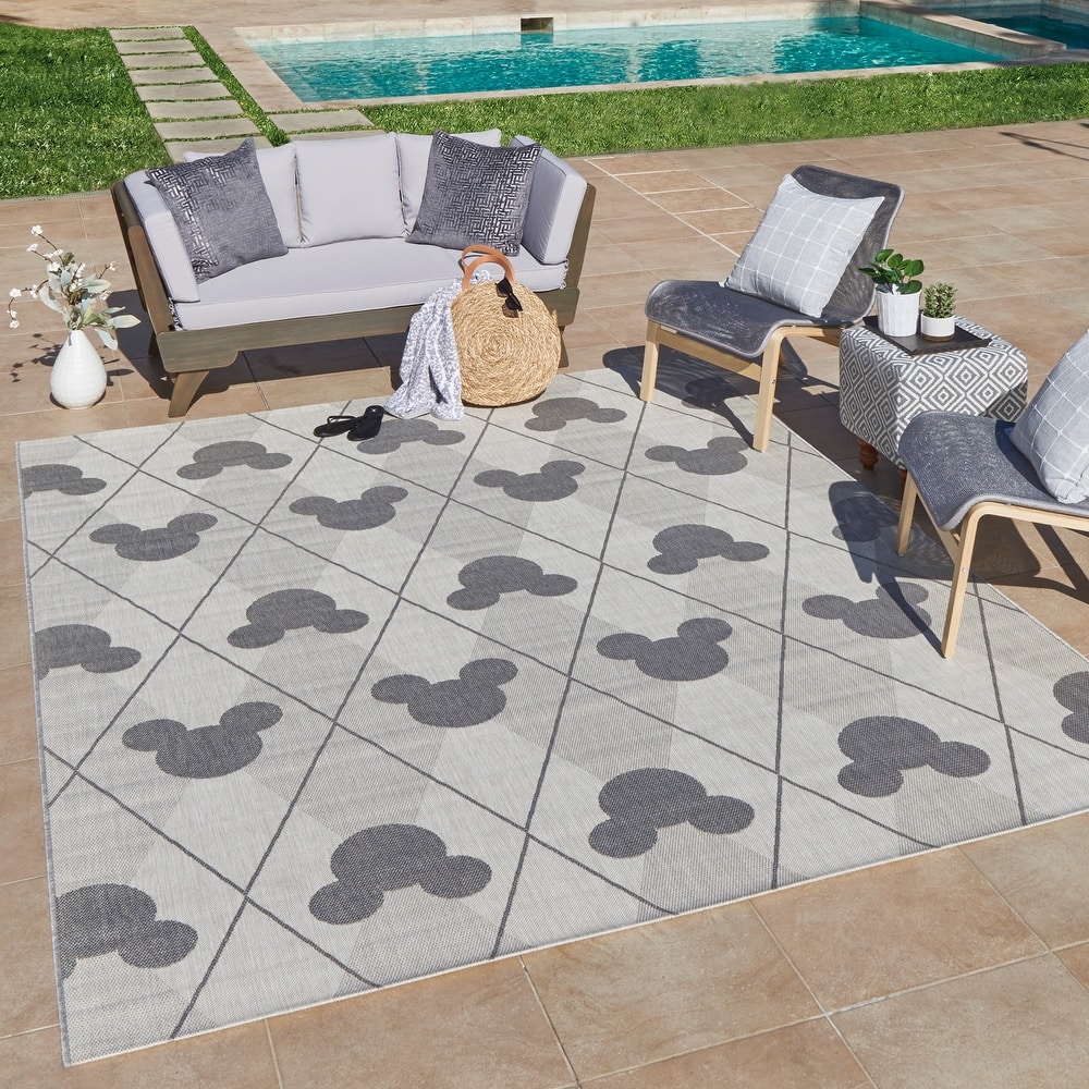 Disney Mickey Mouse Studio Modern Classic UV Protected Polypropylene Flatweave Indoor/ Outdoor Area Rug Collection