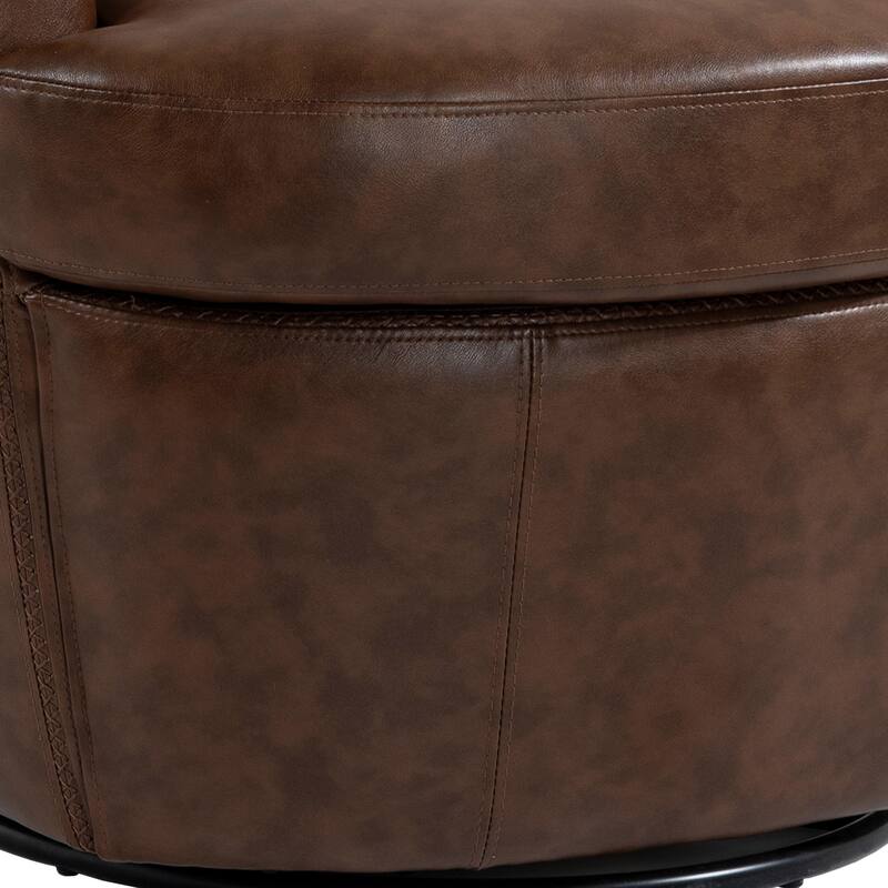Modern Swivel Leather Accent Chair Upholstered Barrel Chair