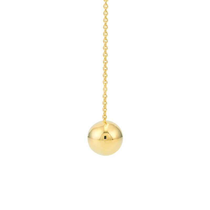 Curata 14k Yellow Gold 75x 8mm Polished Ball Dangle Lever Back Earrings