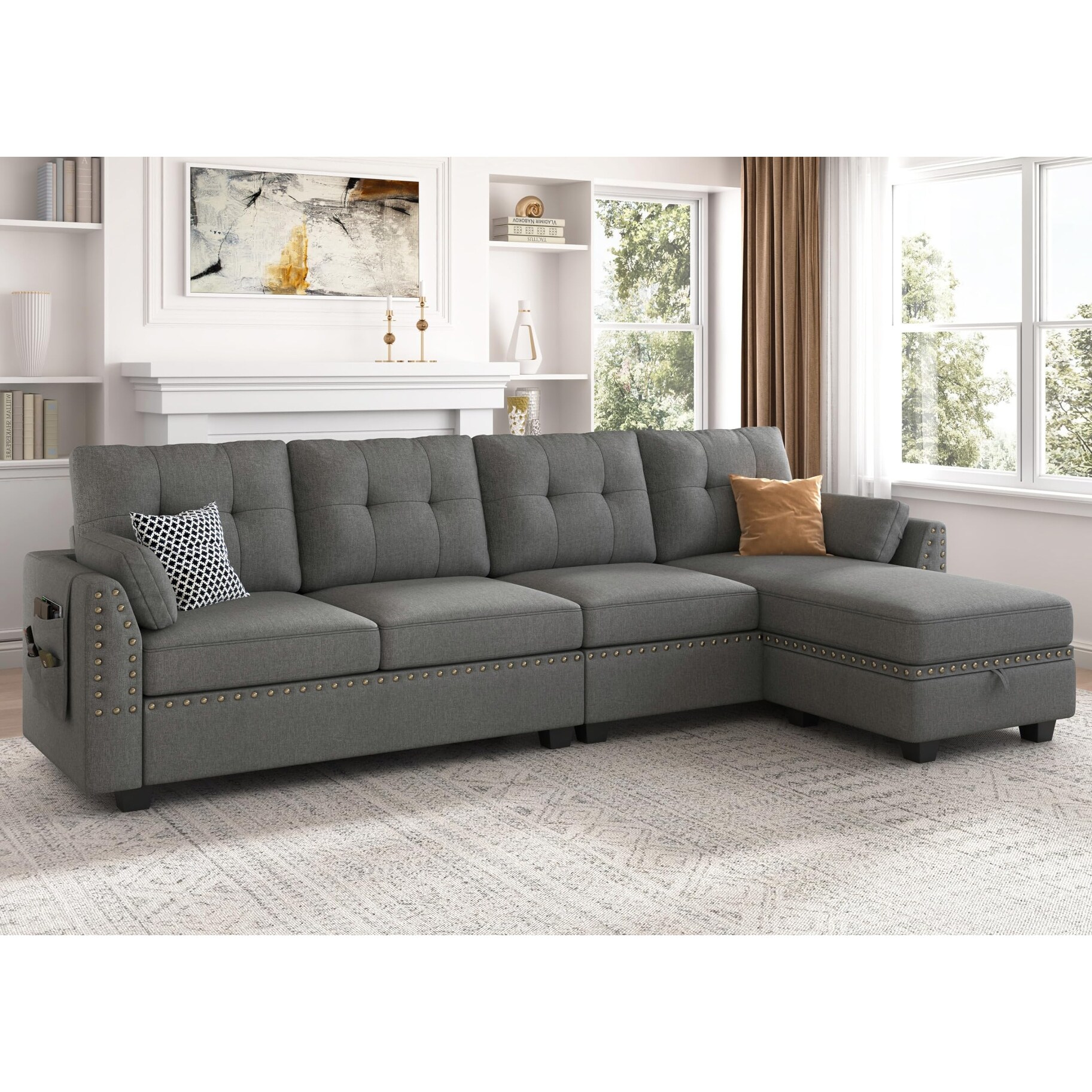 Reversible Sectional Sofa LShape Sofa Convertible Couch 4Seater Sofas