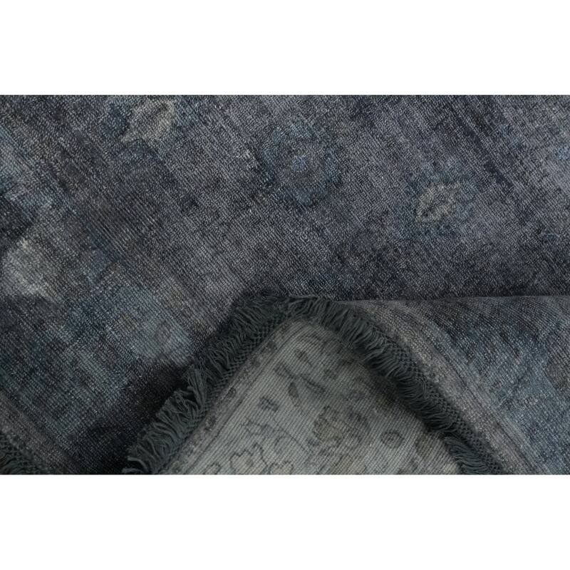 Hand-knotted Transitional Silk Carpet Grey Oushak Rug Geometric Oriental Area Rug - 9' 11'' X 6' 5''