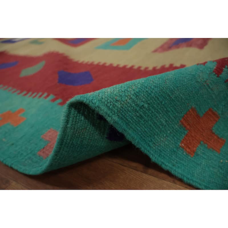 Hand Woven Oriental 100% Wool Carpet Southwestern Modern Multi-Colored Kilim Area Rug - 14' 6'' X 9' 10''