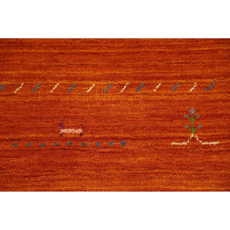 Hand Knotted Oriental 100% Wool Carpet Tribal Tribal Oranges & Rust Gabbeh Area Rug - 5' 10'' X 4' 0''