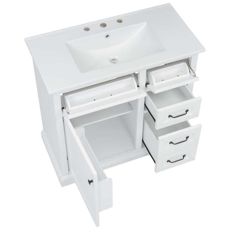 Bathroom Vanity with Sink Combination, Wooden Single Bathroom Sink Cabinet, Bathroom Cabinet with 2 Tip-Out Drawer & Door Shelf