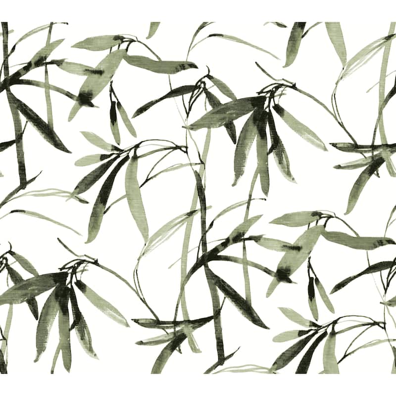 Menton Vinyl Bamboo Ink Wallpaper 27 in x 27 ft = 60.75 sq ft - Green/Black