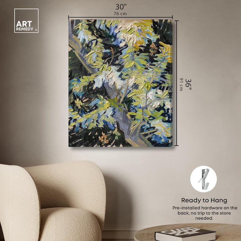 Blossoming Acacia Branches 1890 Canvas by Art Remedy, Gallery Wrapped