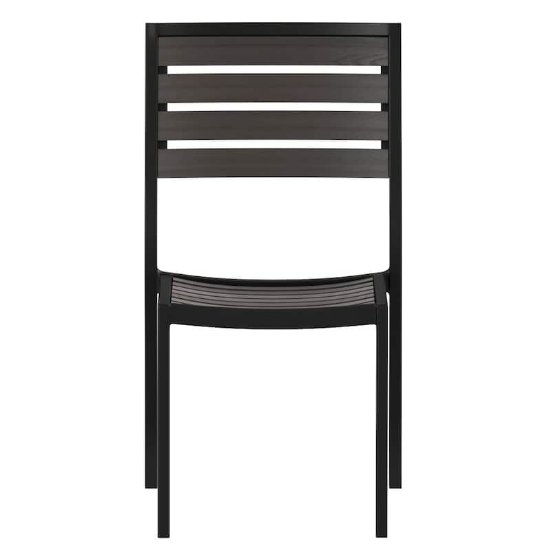 Outdoor Faux Teak Side Chair with Poly Slats - Teak Patio Chair