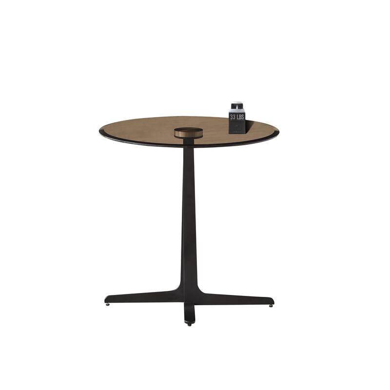 End Table Glass Top Side/End Drink Table - Tall Modern Round Accent Metal Nightstand Furniture for Living Room-19.69" Round
