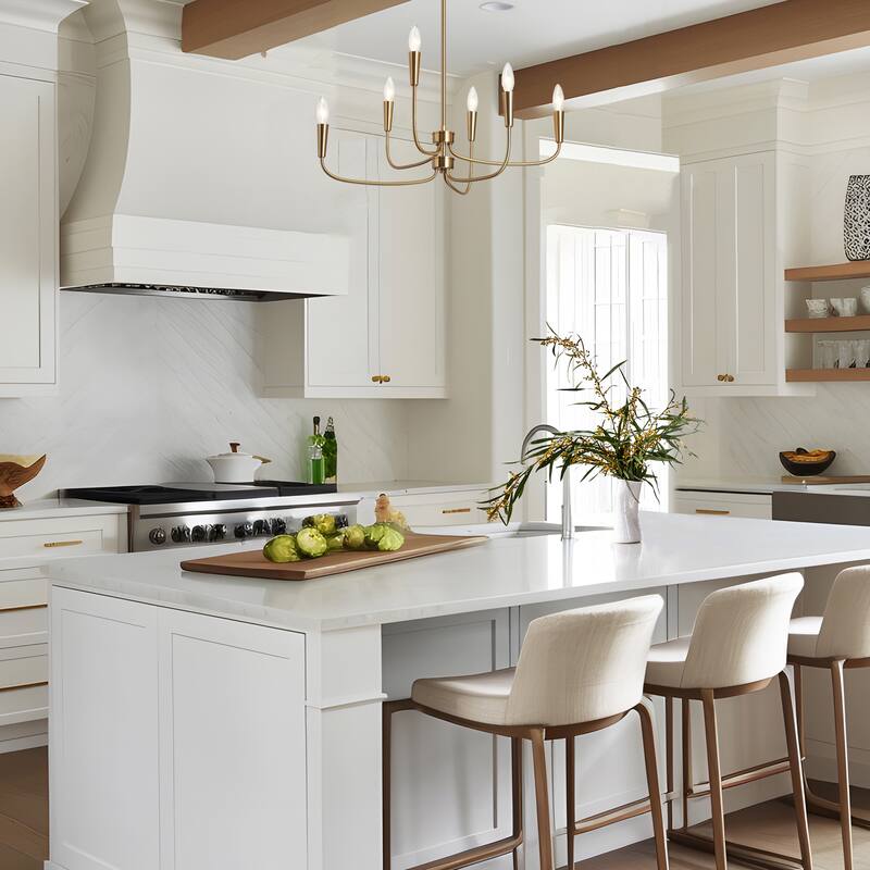 Modern Gold 8-Light Chandelier French Country Wheel Pendant for Dining Room