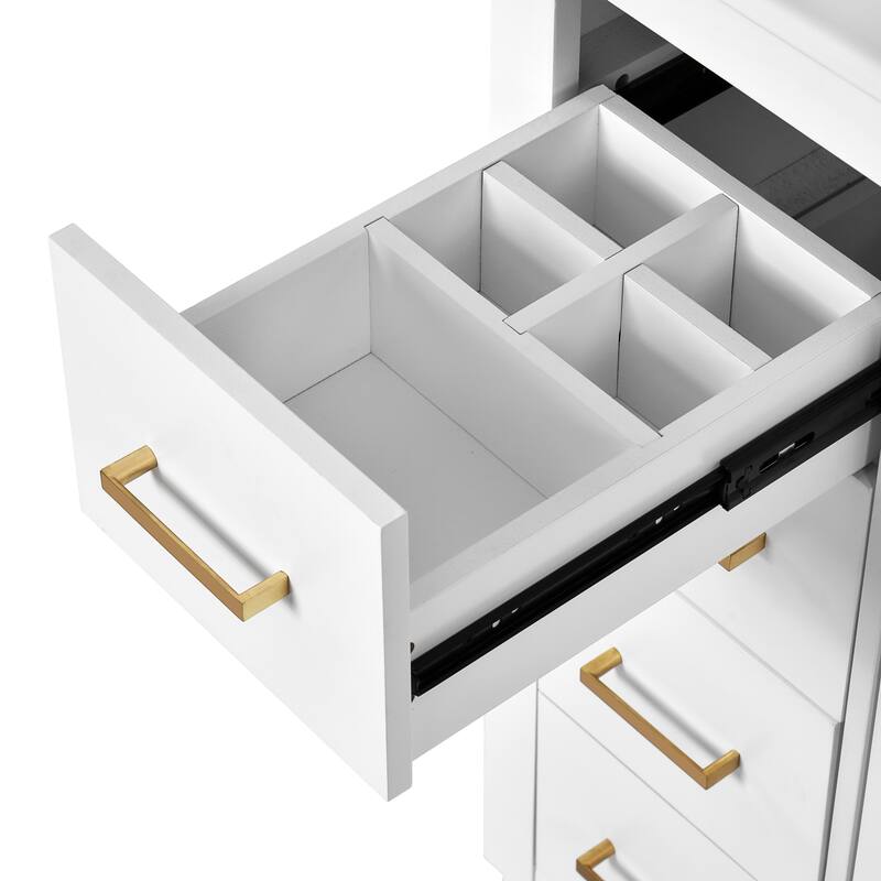 60'' Freestanding Bathroom Vanity Set with White Integrated Ceramic Sink - 60'' x 18.3'' x 34''