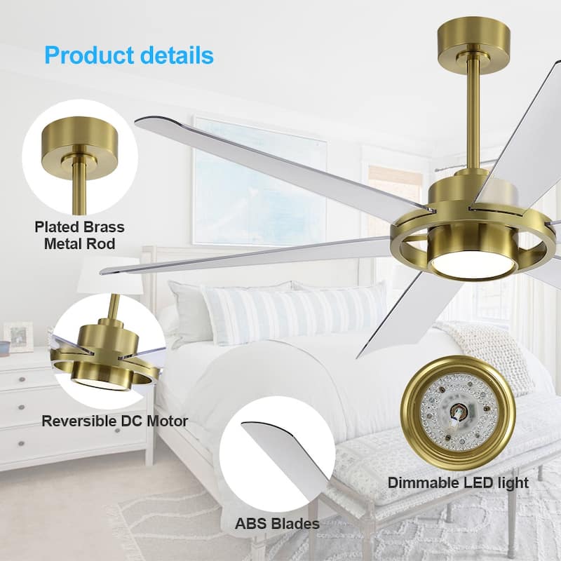 60 in. 6-Plywood Blades Indoor LED Ceiling Fan with Remote