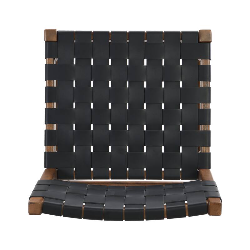 24.25-inch Modern Counter Stools Set of 2, Black PU Leather Seat with Rubberwood Frame