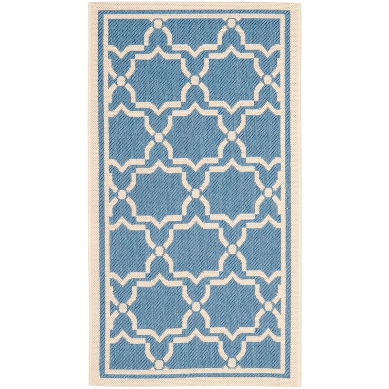 SAFAVIEH Courtyard Gulsin Indoor/ Outdoor Waterproof Patio Backyard Rug - 2' x 3'7" - Blue/Beige