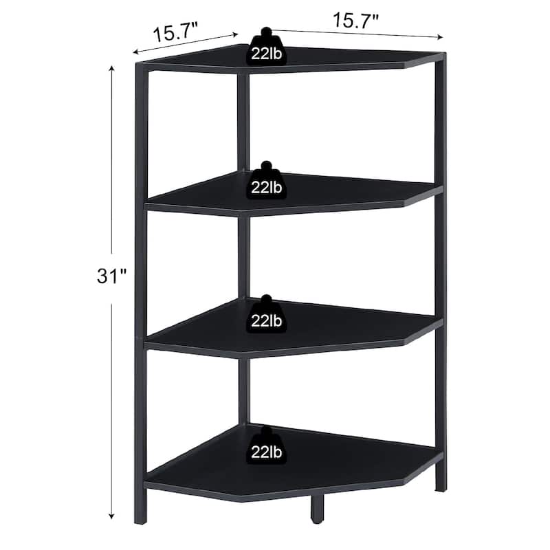 VECELO 4-Tier Polygonal Corner Shelf for Small Spaces